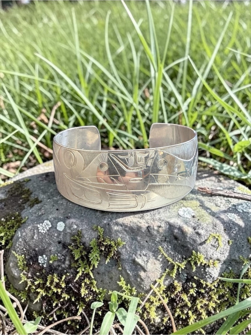 First Nations Sterling Silver Engraved Cuff Bracelet - Alver Tait